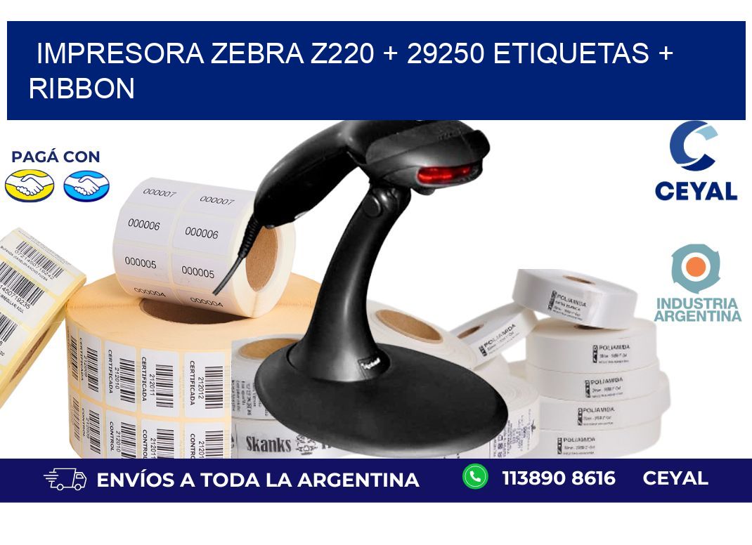 impresora zebra z220 + 29250 etiquetas + ribbon