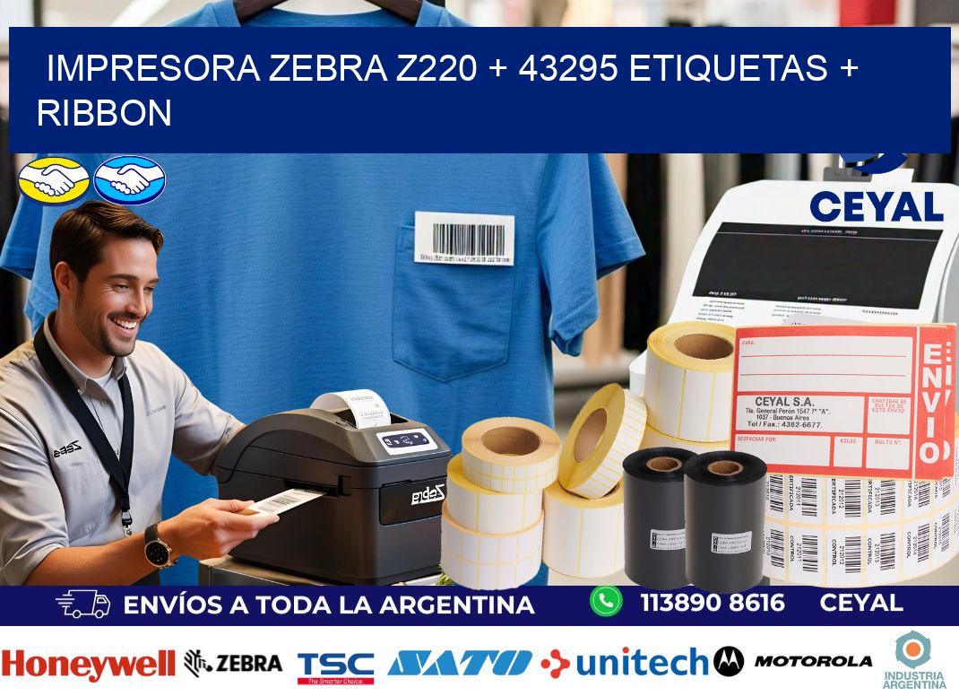 impresora zebra z220 + 43295 etiquetas + ribbon