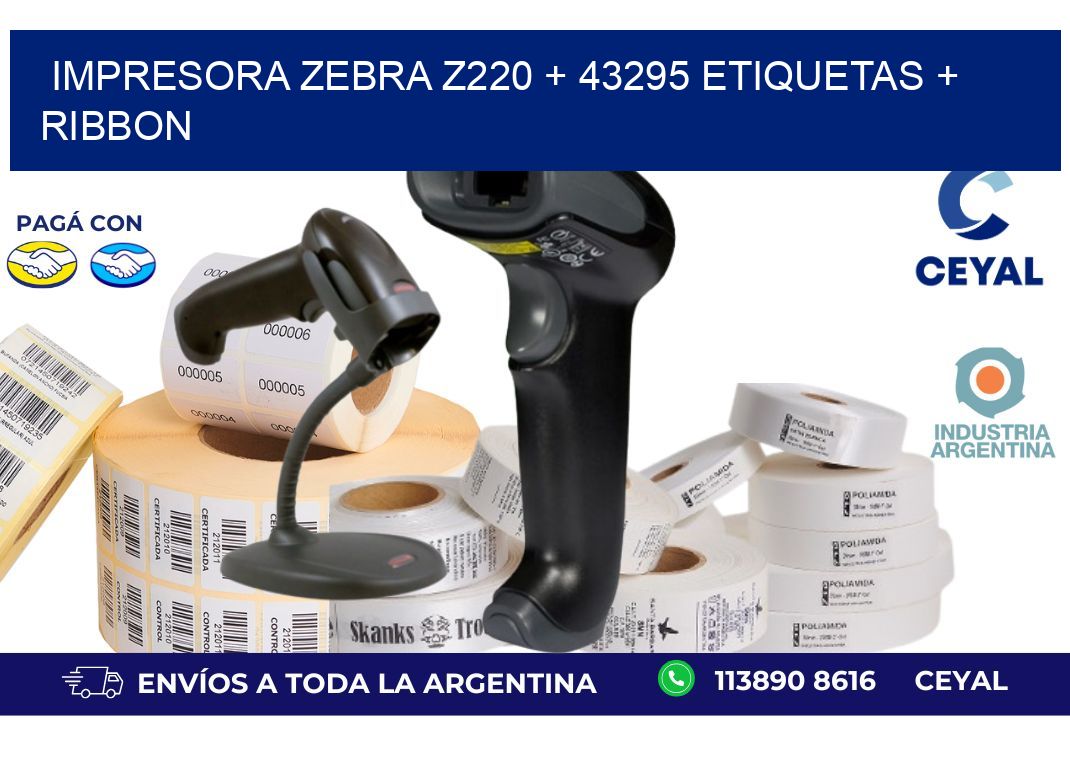 impresora zebra z220 + 43295 etiquetas + ribbon