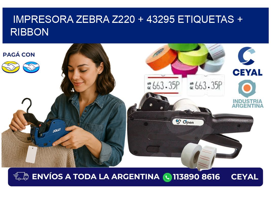 impresora zebra z220 + 43295 etiquetas + ribbon