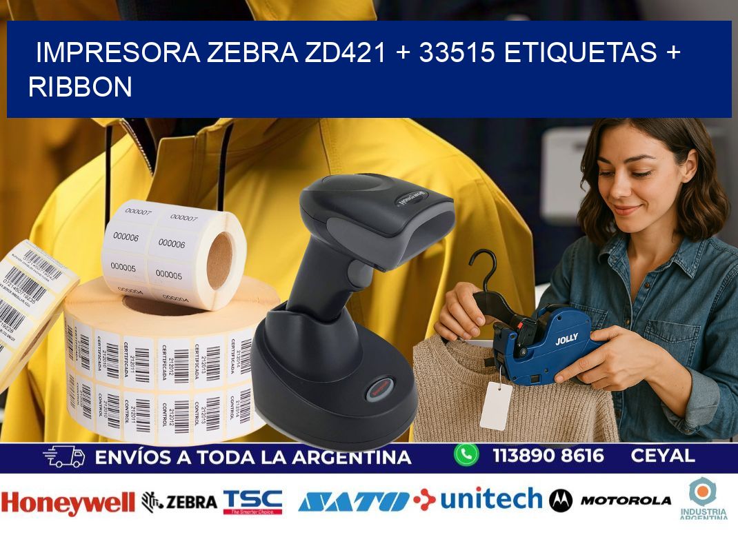 impresora zebra zd421 + 33515 etiquetas + ribbon