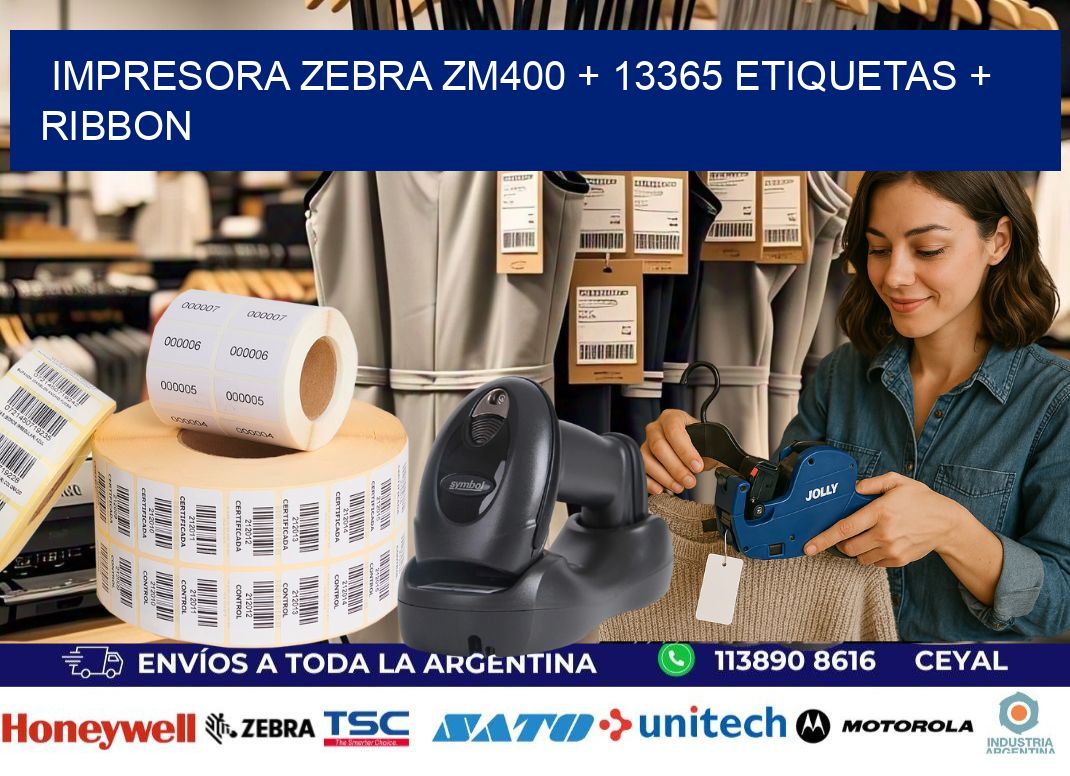 impresora zebra zm400 + 13365 etiquetas + ribbon