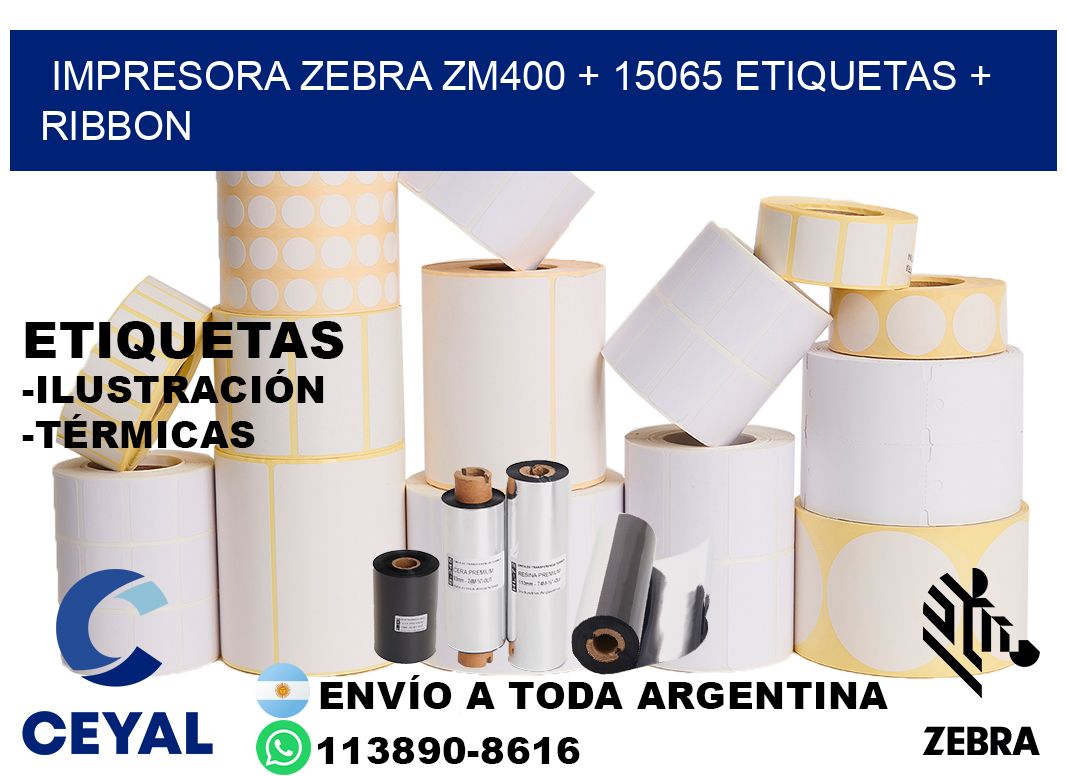 impresora zebra zm400 + 15065 etiquetas + ribbon