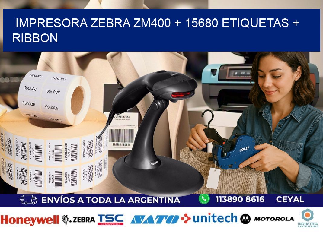 impresora zebra zm400 + 15680 etiquetas + ribbon