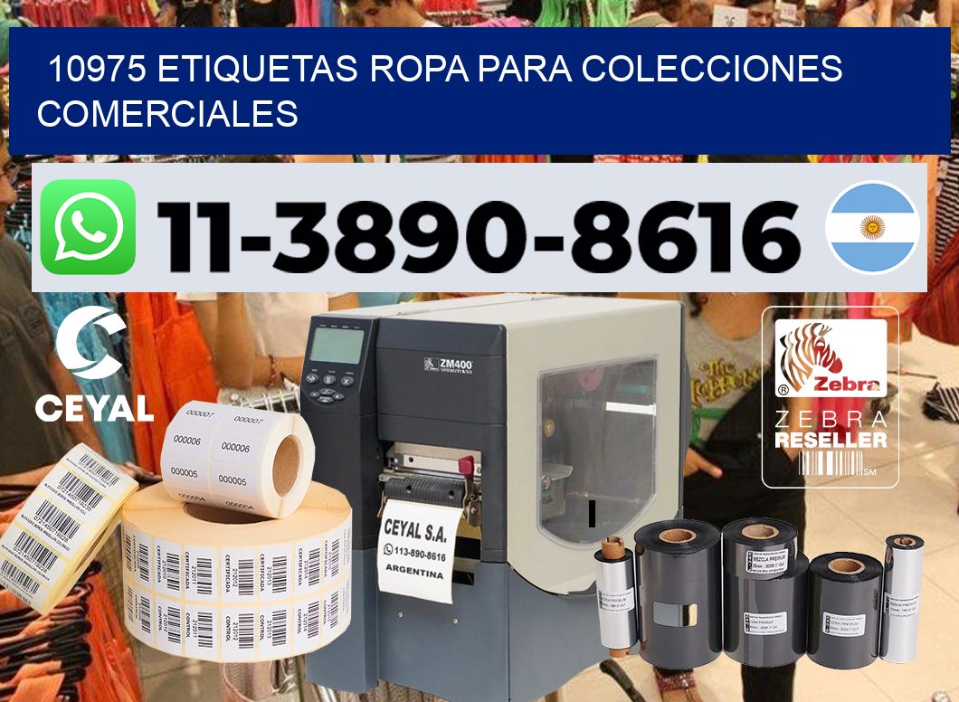 10975 Etiquetas ropa para colecciones comerciales