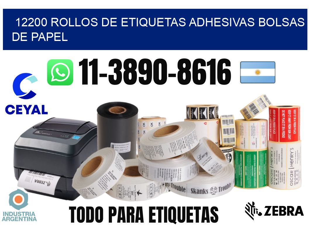 12200 rollos de etiquetas adhesivas bolsas de papel