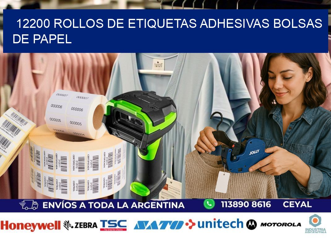 12200 rollos de etiquetas adhesivas bolsas de papel