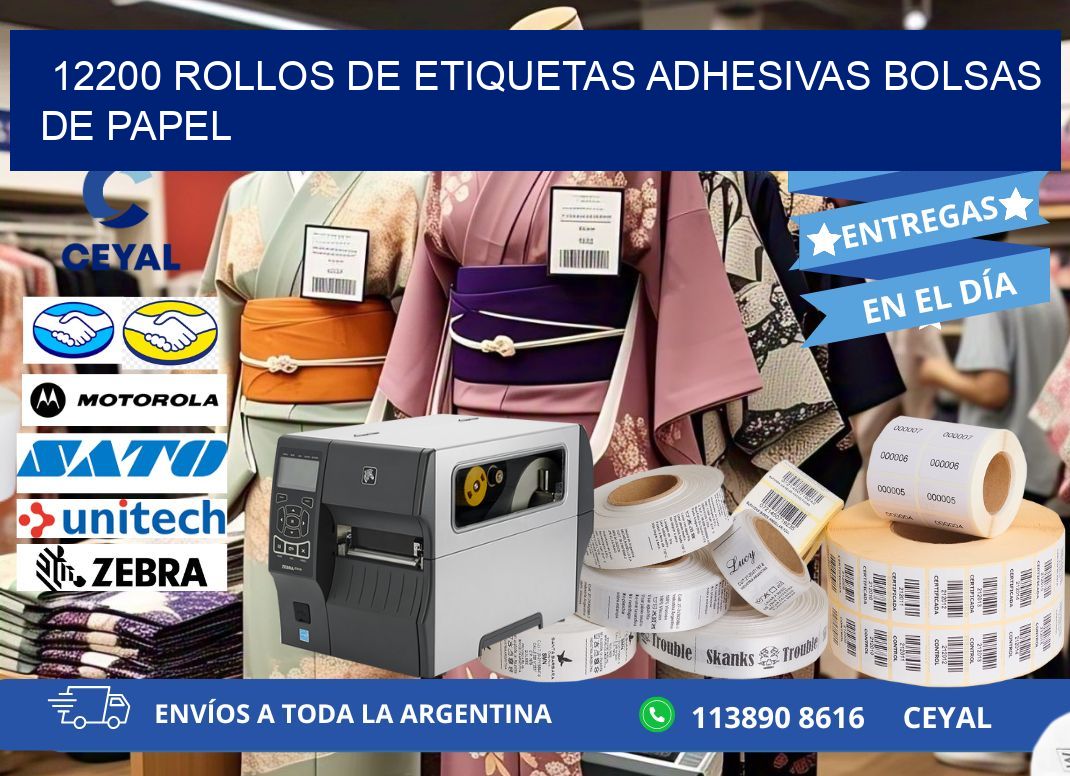 12200 rollos de etiquetas adhesivas bolsas de papel