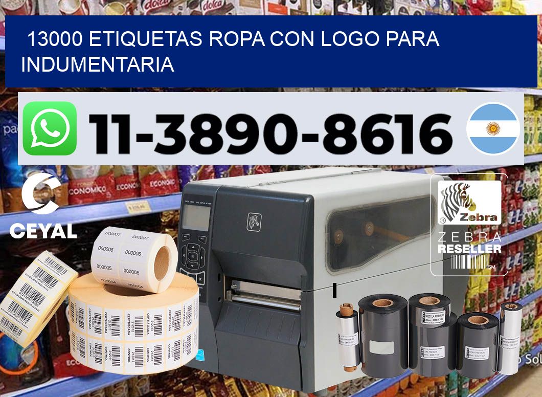 13000 Etiquetas ropa con logo para indumentaria