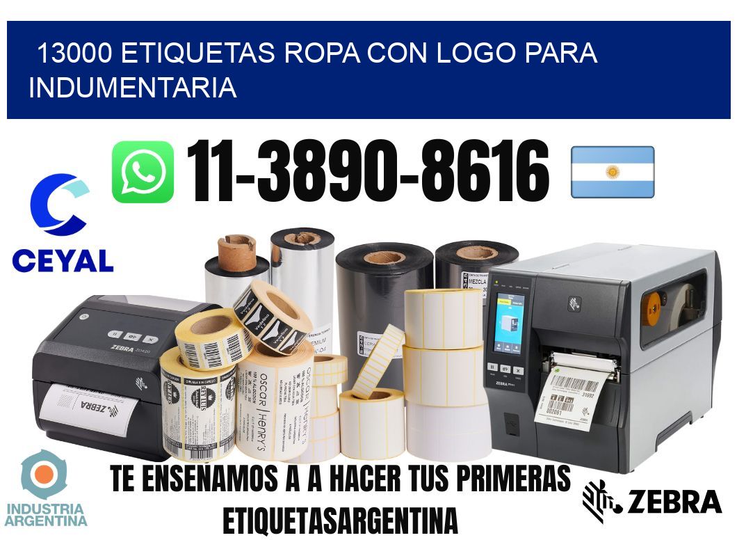 13000 Etiquetas ropa con logo para indumentaria