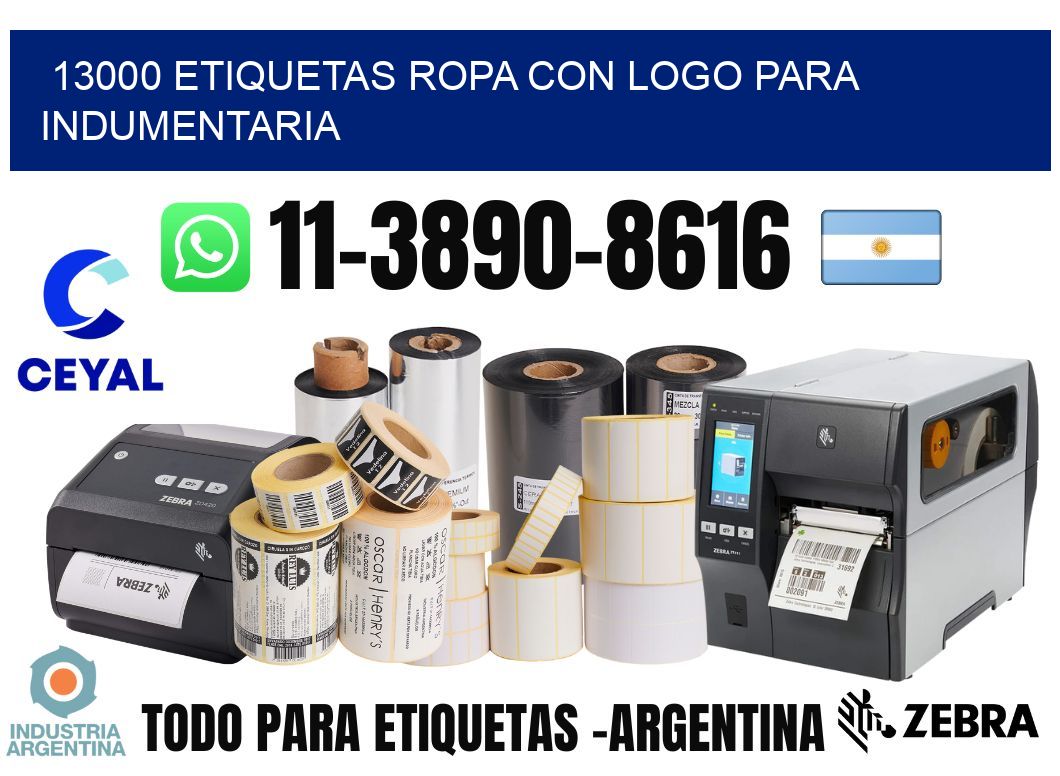 13000 Etiquetas ropa con logo para indumentaria