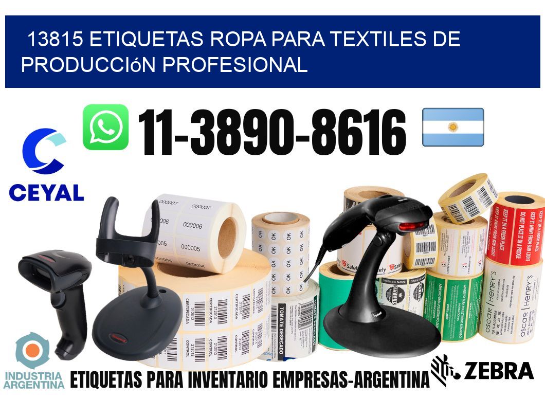 13815 Etiquetas ropa para textiles de producción profesional