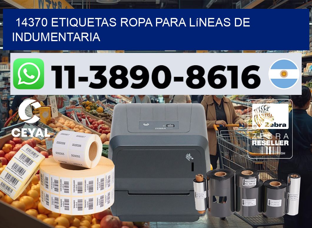 14370 Etiquetas ropa para líneas de indumentaria