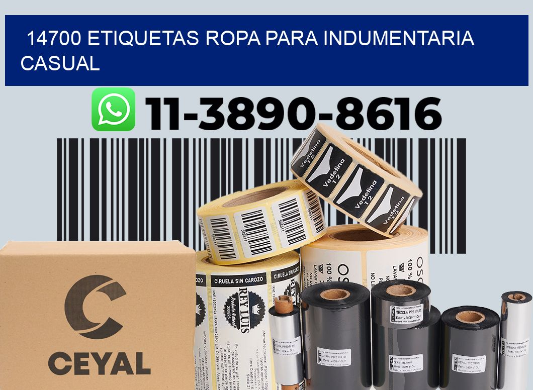 14700 Etiquetas ropa para indumentaria casual