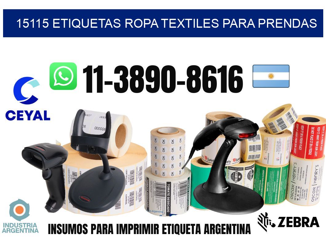 15115 Etiquetas ropa textiles para prendas