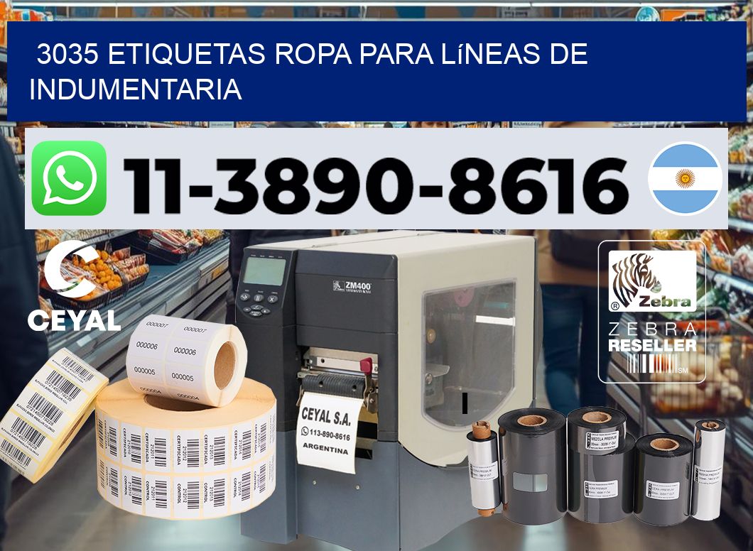 3035 Etiquetas ropa para líneas de indumentaria