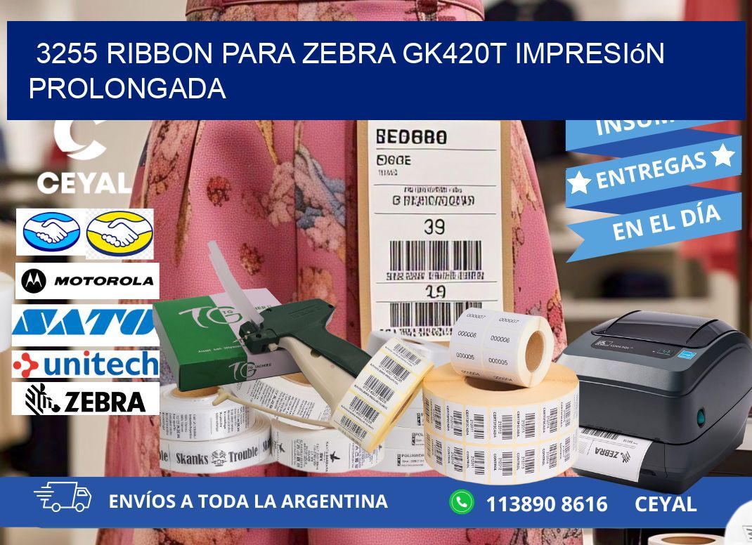 3255 ribbon para zebra gk420t impresión prolongada