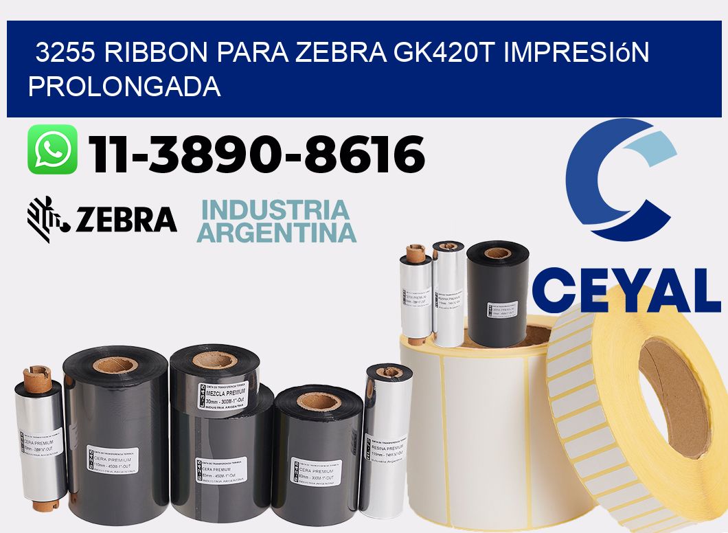 3255 ribbon para zebra gk420t impresión prolongada