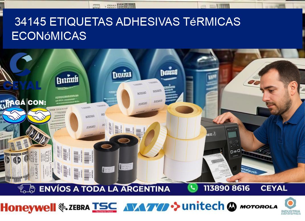 34145 etiquetas adhesivas térmicas económicas