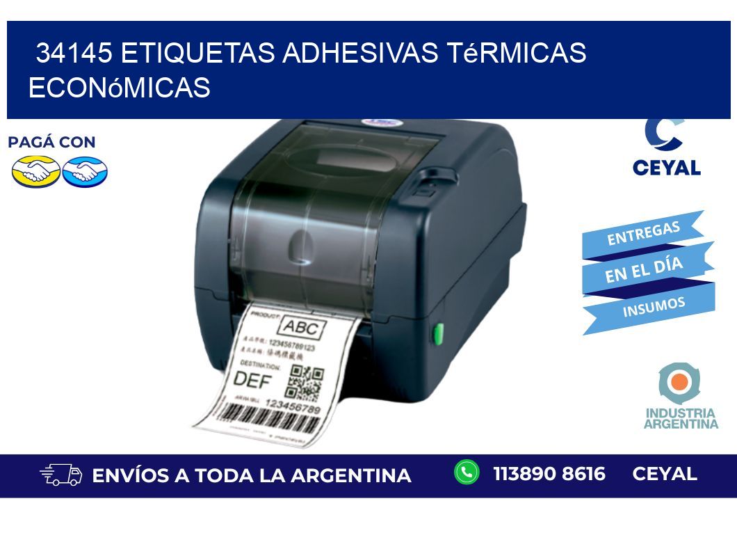 34145 etiquetas adhesivas térmicas económicas