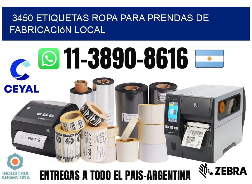 3450 Etiquetas ropa para prendas de fabricación local