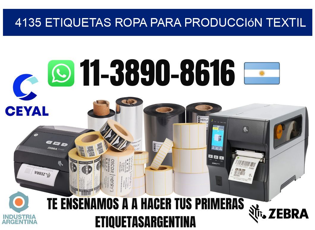 4135 Etiquetas ropa para producción textil
