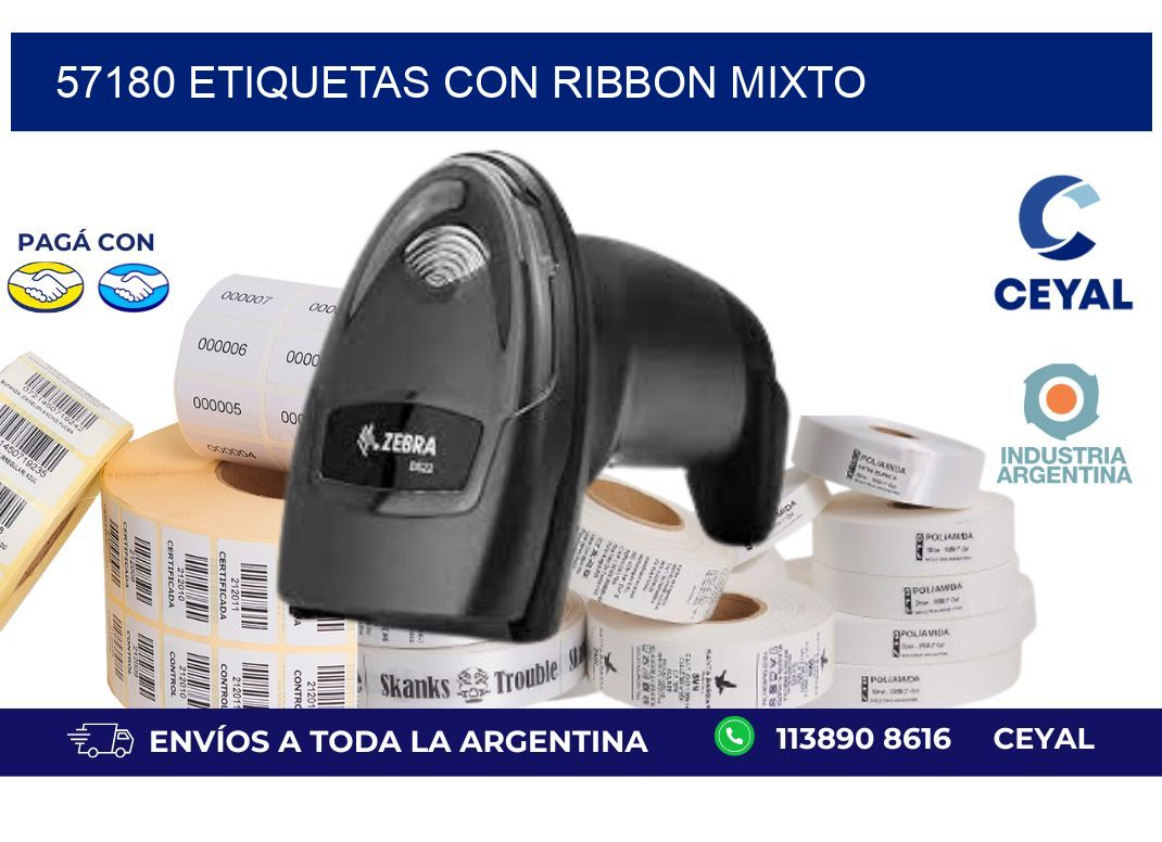 57180 etiquetas con ribbon mixto