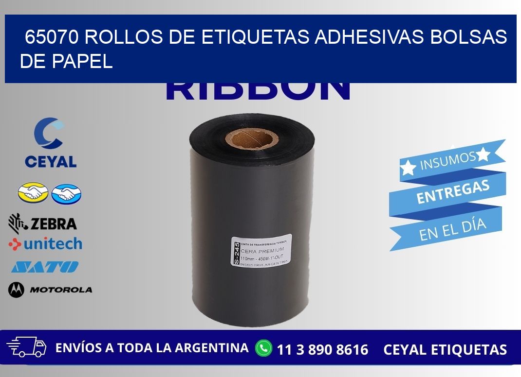 65070 rollos de etiquetas adhesivas bolsas de papel