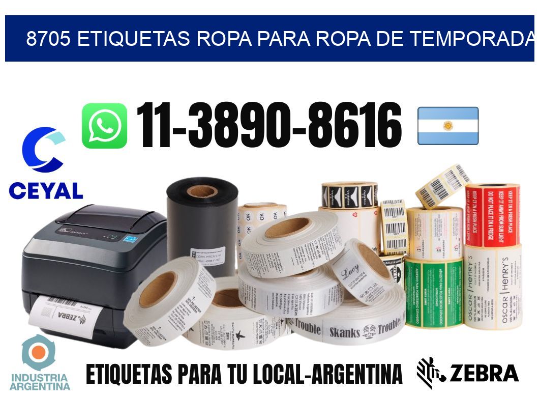 8705 Etiquetas ropa para ropa de temporada