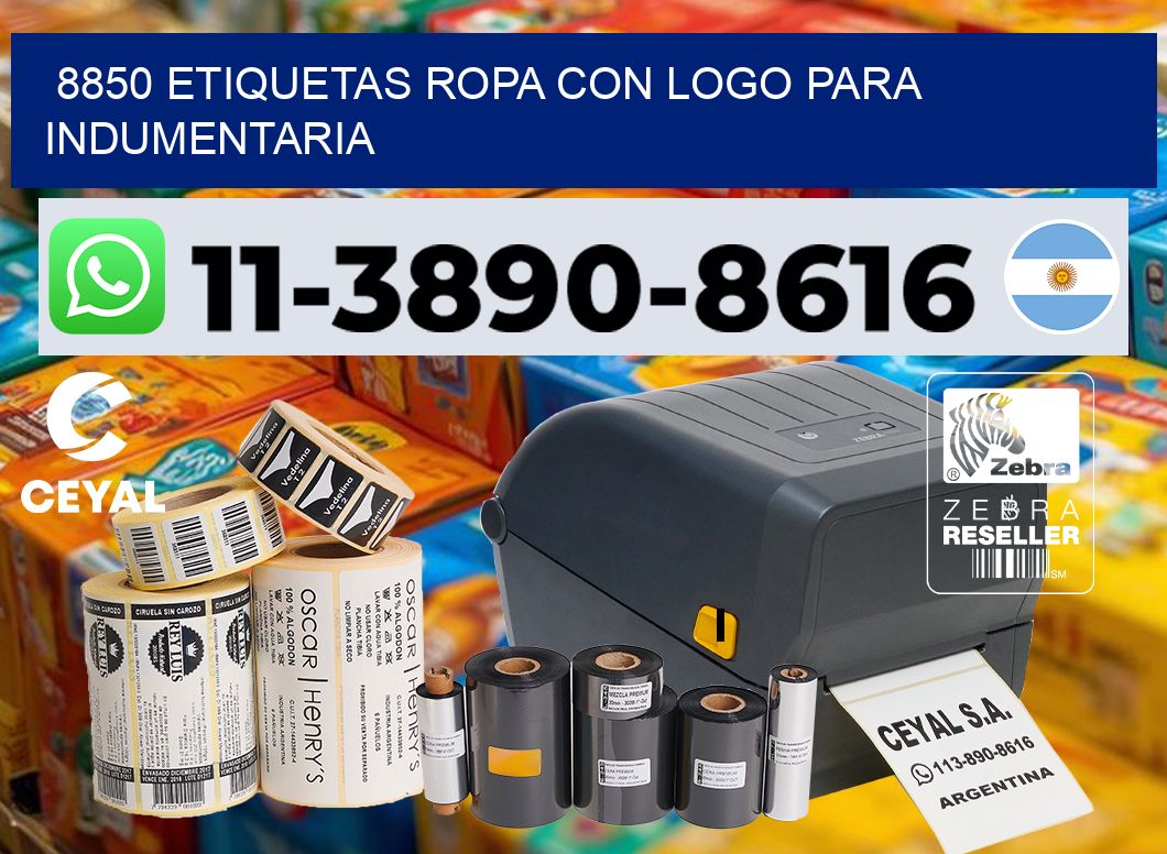 8850 Etiquetas ropa con logo para indumentaria