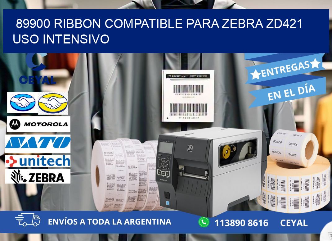 89900 ribbon compatible para zebra zd421 uso intensivo