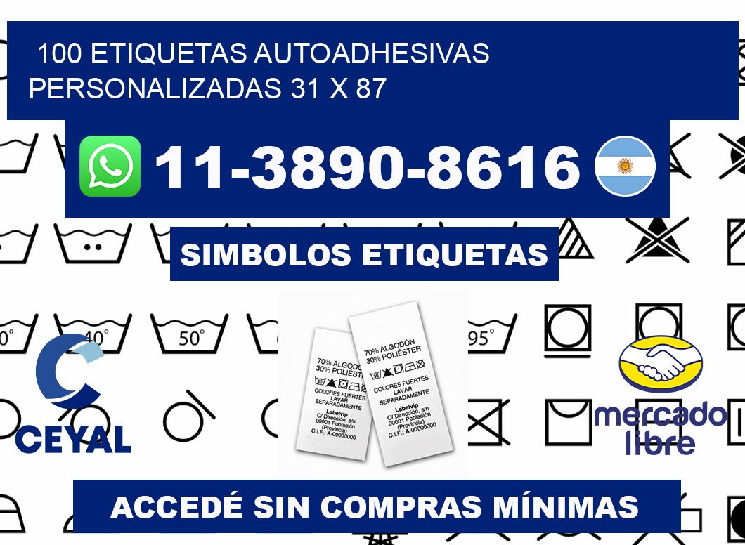 100 Etiquetas autoadhesivas personalizadas 31 x 87