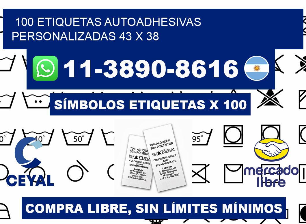 100 Etiquetas autoadhesivas personalizadas 43 x 38