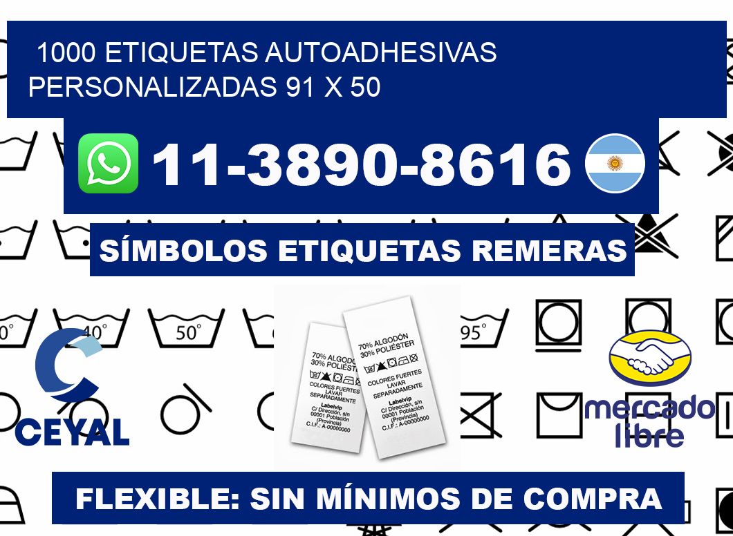 1000 Etiquetas autoadhesivas personalizadas 91 x 50