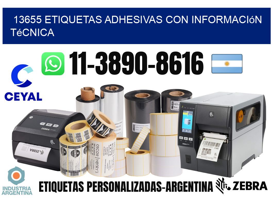 13655 Etiquetas adhesivas con información técnica