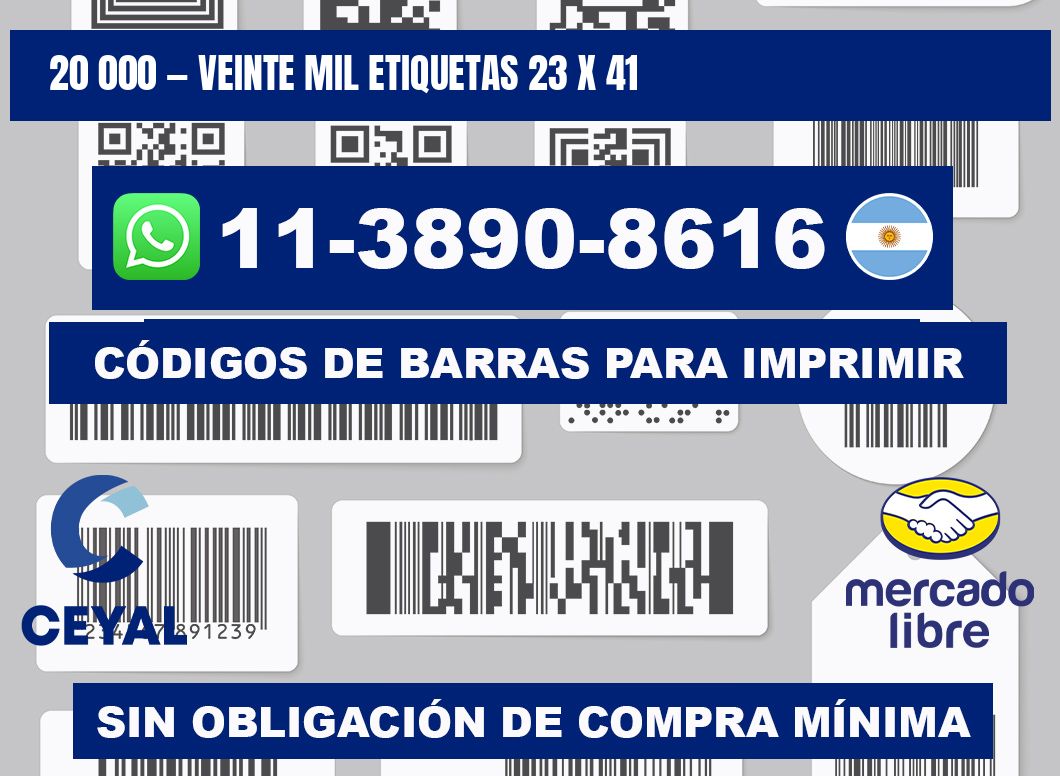 20 000 — veinte mil etiquetas 23 x 41