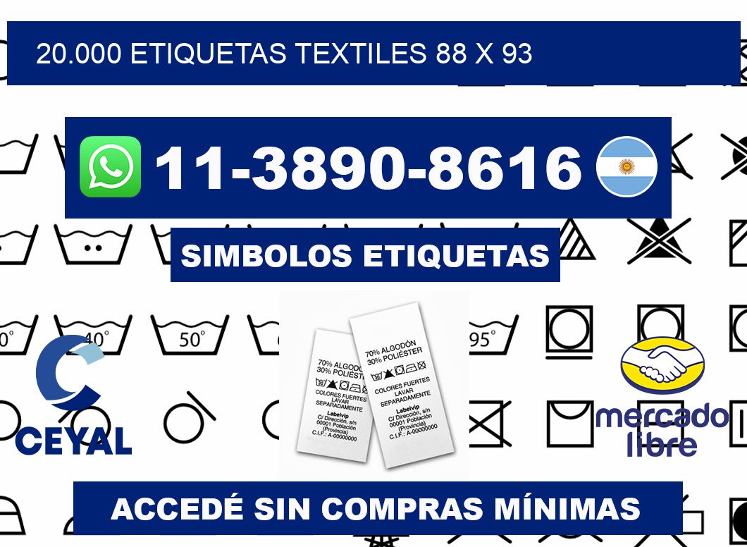 20.000 ETIQUETAS TEXTILES 88 x 93