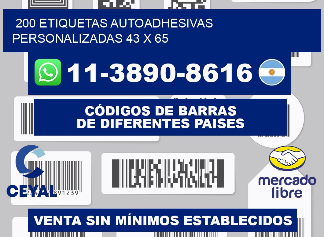 200 Etiquetas autoadhesivas personalizadas 43 x 65