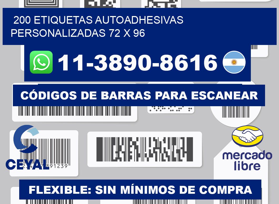 200 Etiquetas autoadhesivas personalizadas 72 x 96