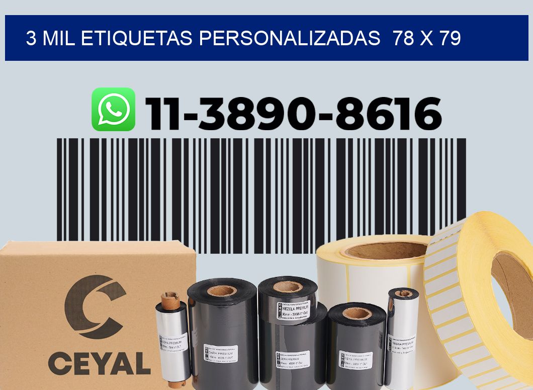 3 mil etiquetas personalizadas  78 x 79