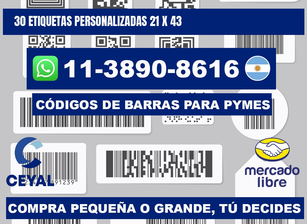 30 ETIQUETAS PERSONALIZADAS 21 x 43