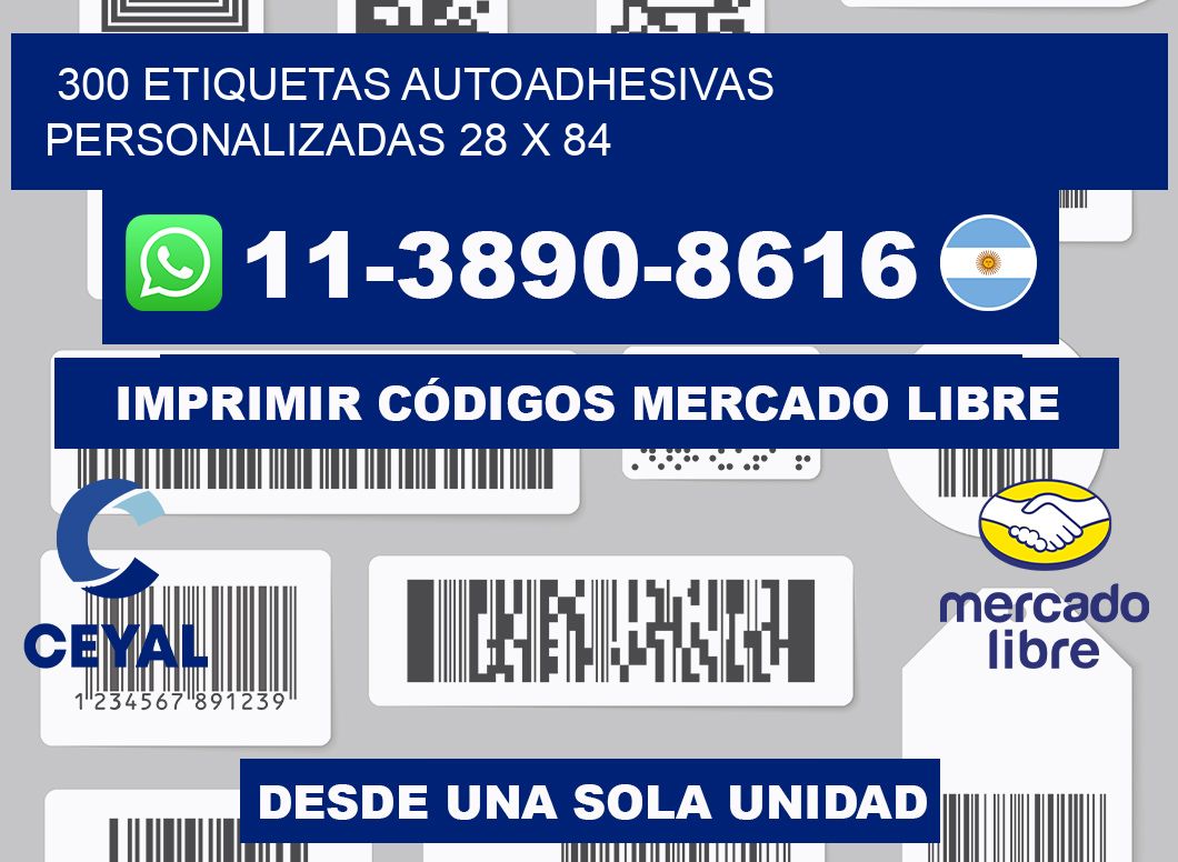 300 Etiquetas autoadhesivas personalizadas 28 x 84