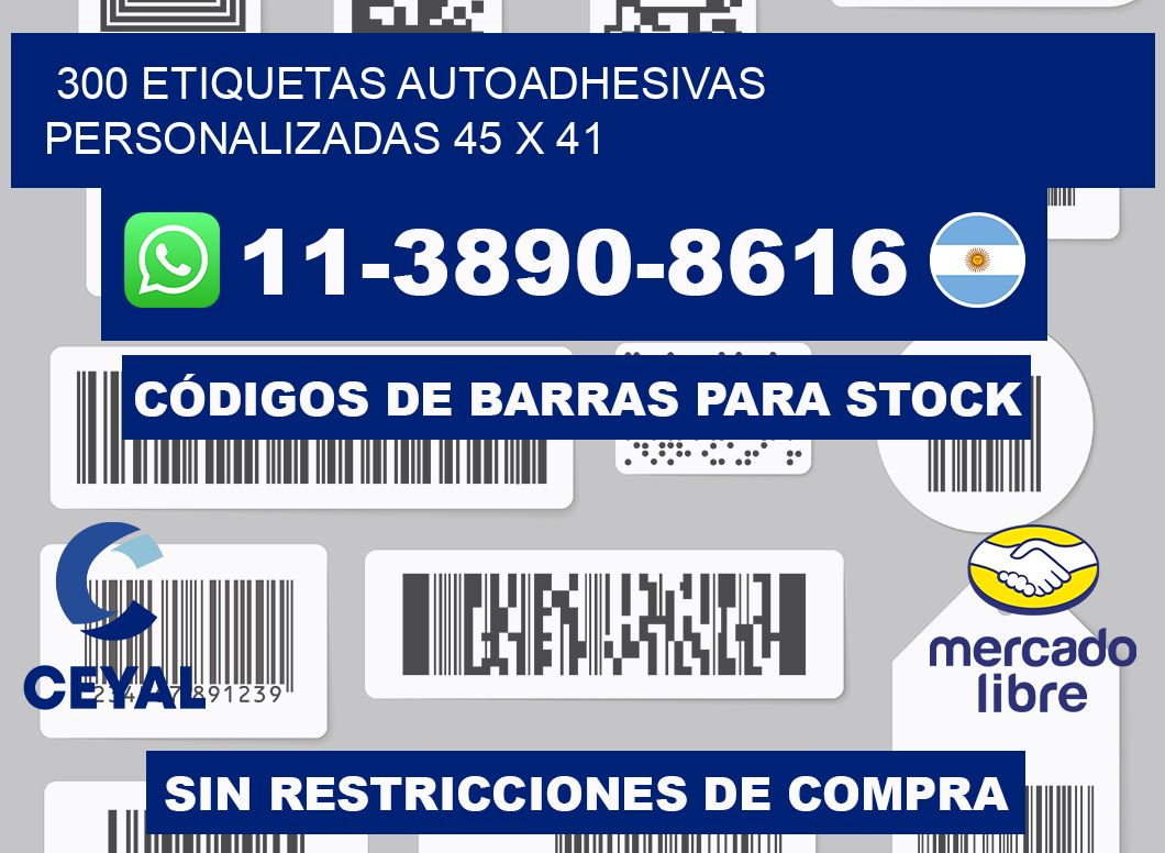 300 Etiquetas autoadhesivas personalizadas 45 x 41