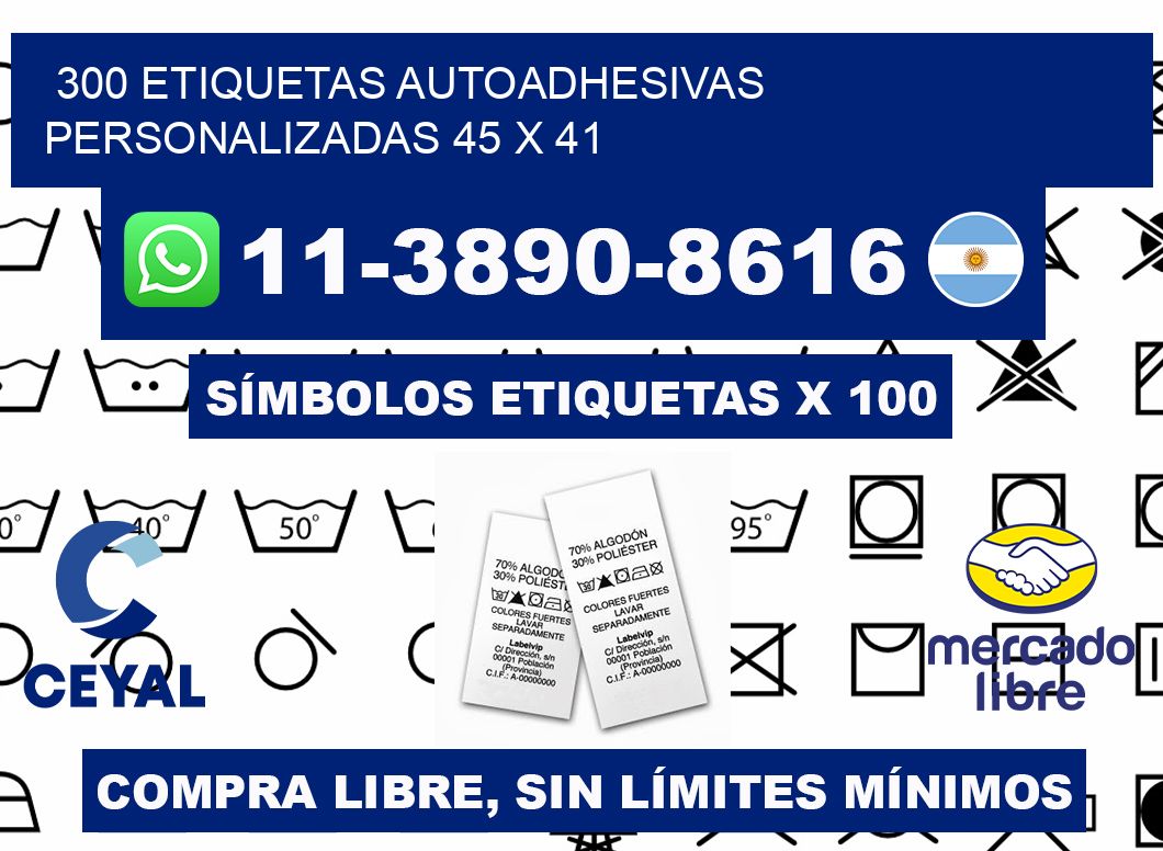 300 Etiquetas autoadhesivas personalizadas 45 x 41
