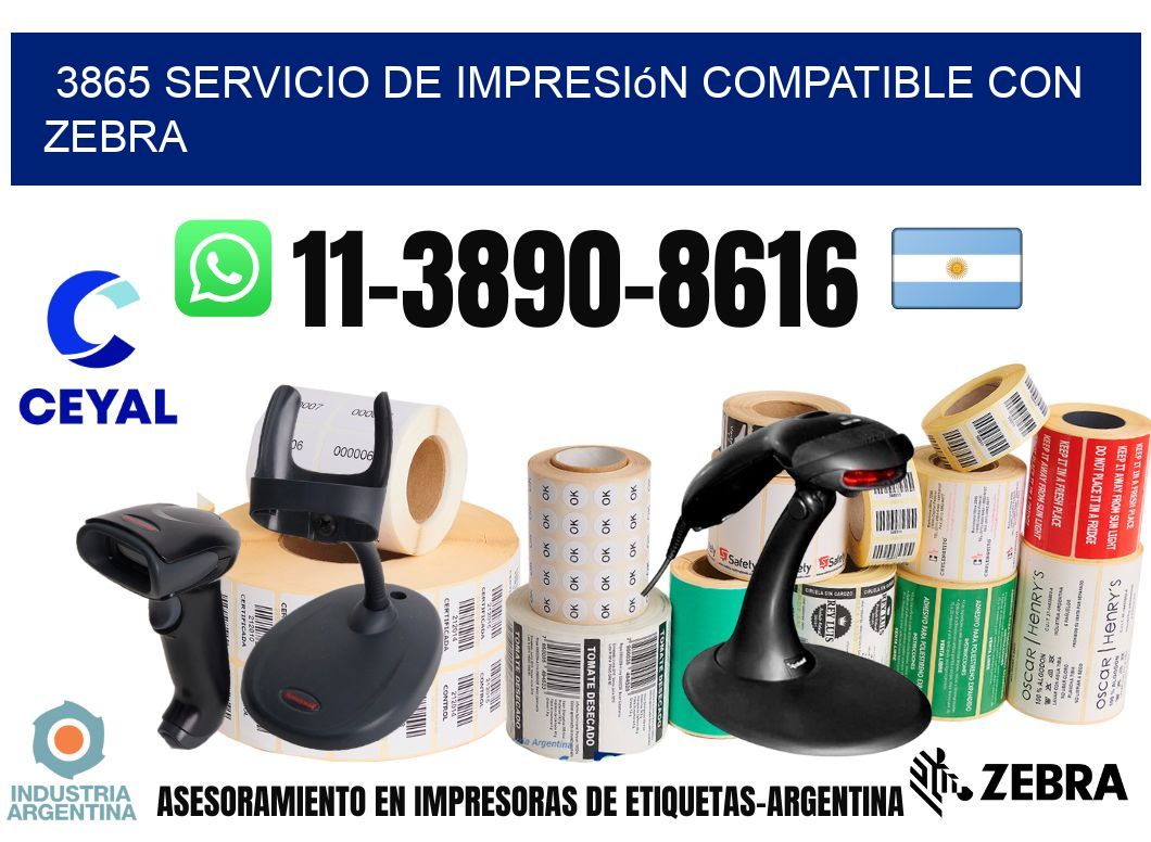 3865 Servicio de impresión compatible con Zebra