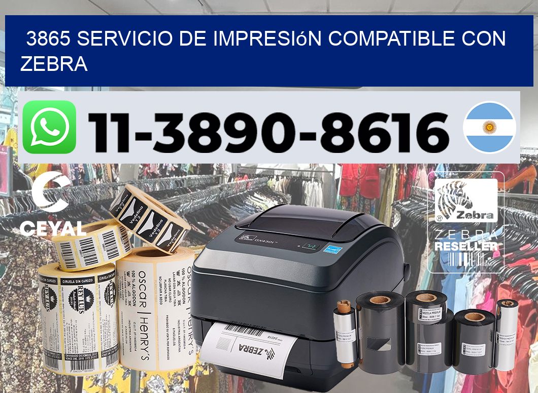 3865 Servicio de impresión compatible con Zebra