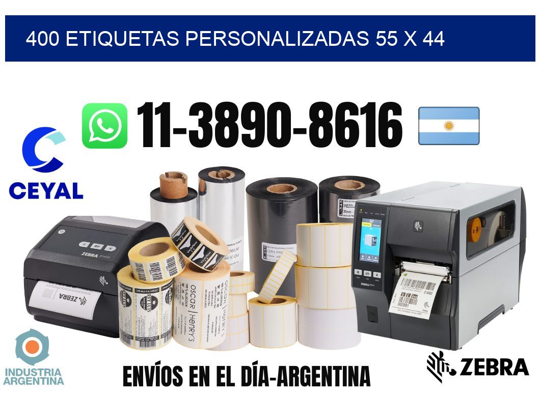400 etiquetas personalizadas 55 x 44