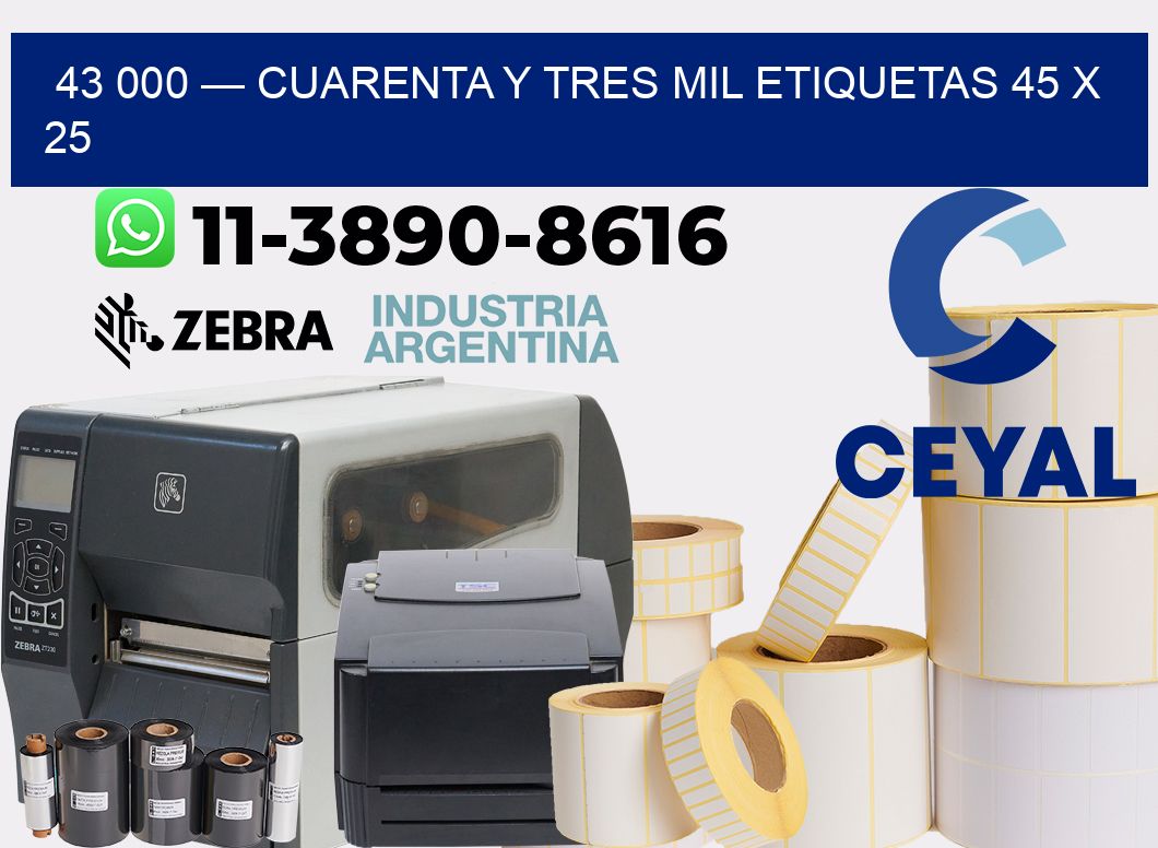 43 000 — cuarenta y tres mil etiquetas 45 x 25