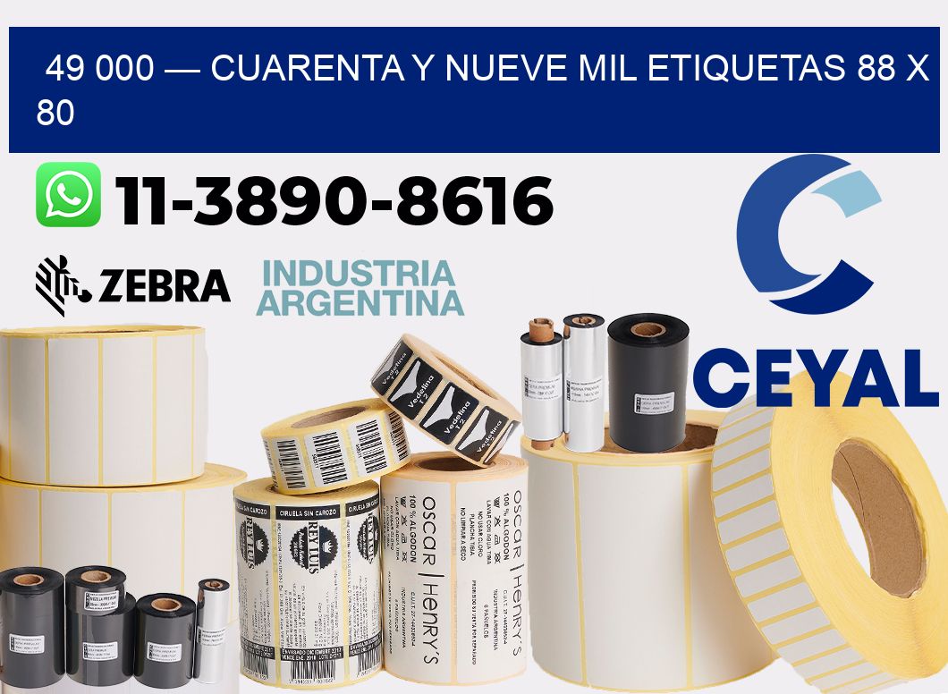 49 000 — cuarenta y nueve mil etiquetas 88 x 80