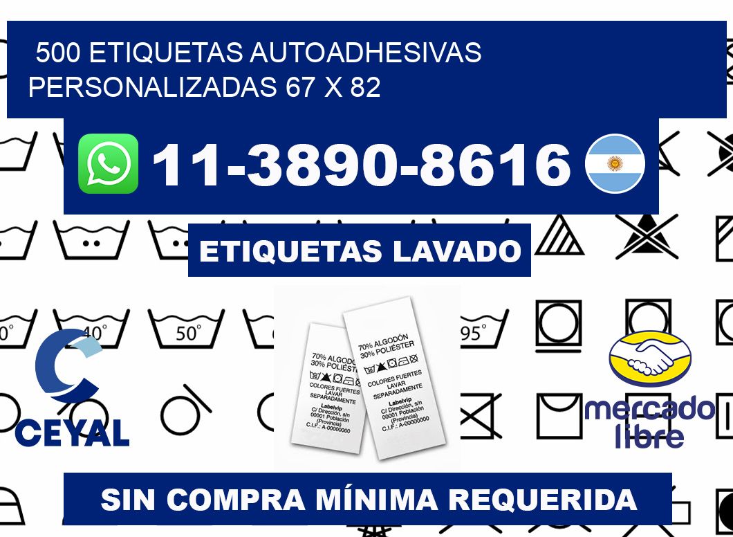 500 Etiquetas autoadhesivas personalizadas 67 x 82